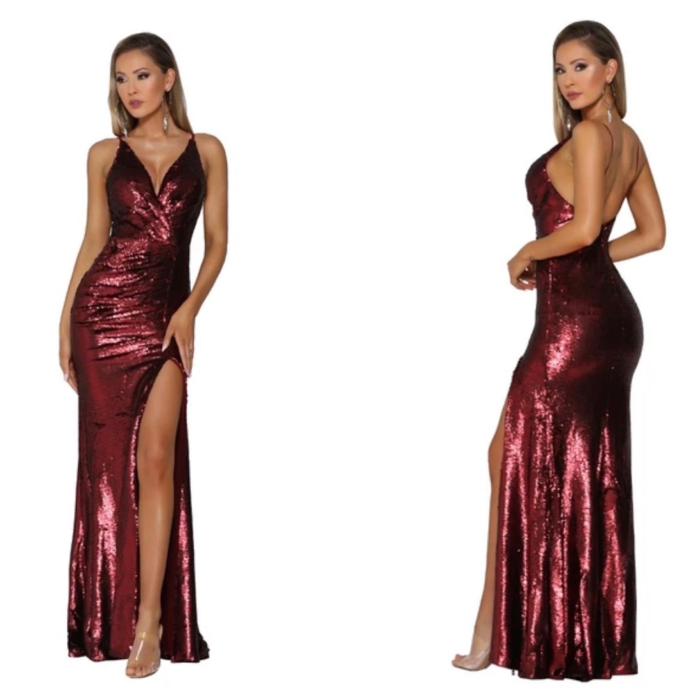 Portia & Scarlett PS1917 Red Sequin Gown NWT